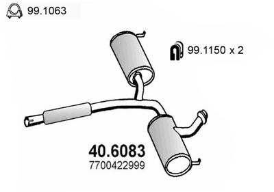 406083 ASSO Средний глушитель выхлопных газов