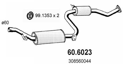 606023 ASSO Средний глушитель выхлопных газов