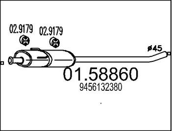 0158860 MTS Средний глушитель выхлопных газов