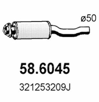 586045 ASSO Средний глушитель выхлопных газов