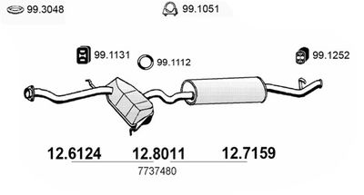 126124 ASSO Средний глушитель выхлопных газов