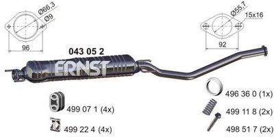 043052 ERNST Средний глушитель выхлопных газов