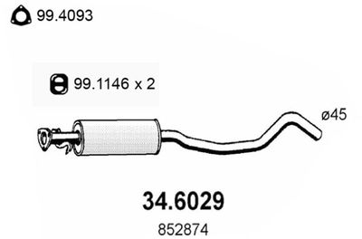 346029 ASSO Средний глушитель выхлопных газов