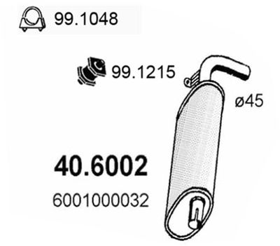 406002 ASSO Средний глушитель выхлопных газов