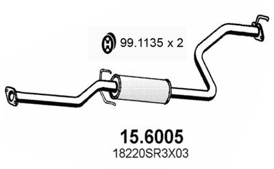 156005 ASSO Средний глушитель выхлопных газов