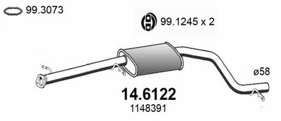 146122 ASSO Средний глушитель выхлопных газов