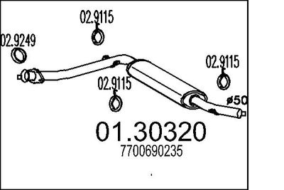 0130320 MTS Предглушитель выхлопных газов