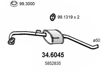 346045 ASSO Средний глушитель выхлопных газов