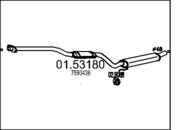 0153180 MTS Средний глушитель выхлопных газов