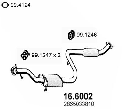 166002 ASSO Средний глушитель выхлопных газов