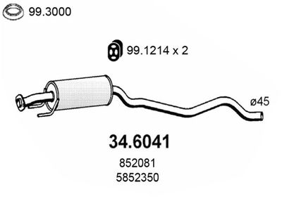 346041 ASSO Средний глушитель выхлопных газов
