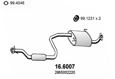 166007 ASSO Средний глушитель выхлопных газов