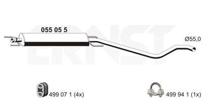055055 ERNST Средний глушитель выхлопных газов