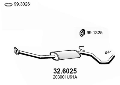 326025 ASSO Средний глушитель выхлопных газов