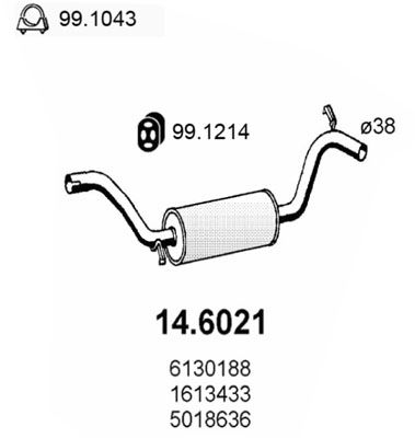 146021 ASSO Средний глушитель выхлопных газов