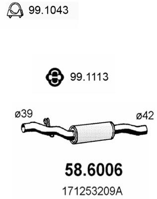 586006 ASSO Средний глушитель выхлопных газов