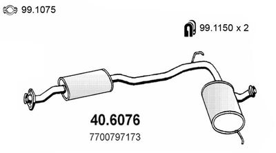 406076 ASSO Средний глушитель выхлопных газов