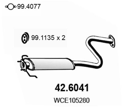 426041 ASSO Средний глушитель выхлопных газов