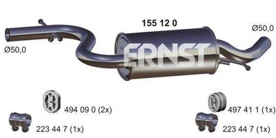 155120 ERNST Средний глушитель выхлопных газов