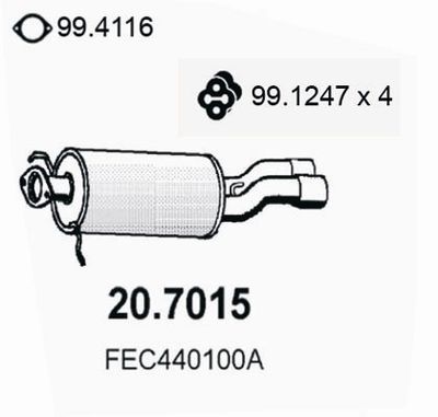 207015 ASSO Глушитель выхлопных газов конечный