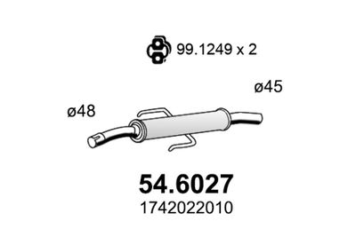 546027 ASSO Средний глушитель выхлопных газов