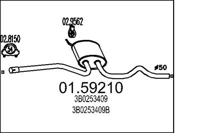 0159210 MTS Средний глушитель выхлопных газов