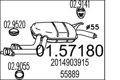 0157180 MTS Средний глушитель выхлопных газов