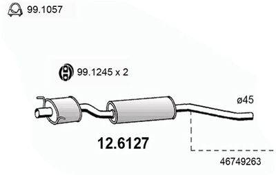 126127 ASSO Средний глушитель выхлопных газов