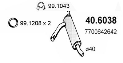 406038 ASSO Средний глушитель выхлопных газов