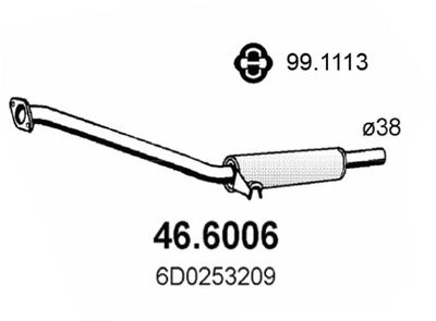 466006 ASSO Средний глушитель выхлопных газов