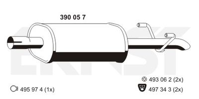 390057 ERNST Средний глушитель выхлопных газов