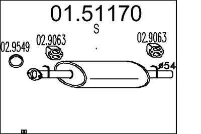 0151170 MTS Средний глушитель выхлопных газов