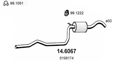 146067 ASSO Средний глушитель выхлопных газов