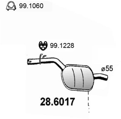 286017 ASSO Средний глушитель выхлопных газов