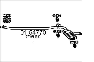 0154770 MTS Средний глушитель выхлопных газов