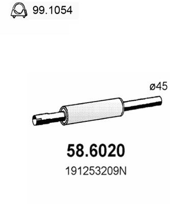 586020 ASSO Средний глушитель выхлопных газов