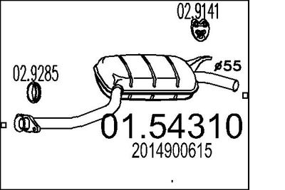 0154310 MTS Средний глушитель выхлопных газов