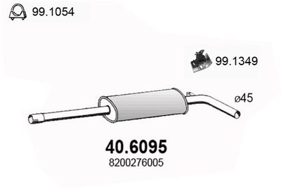 406095 ASSO Средний глушитель выхлопных газов
