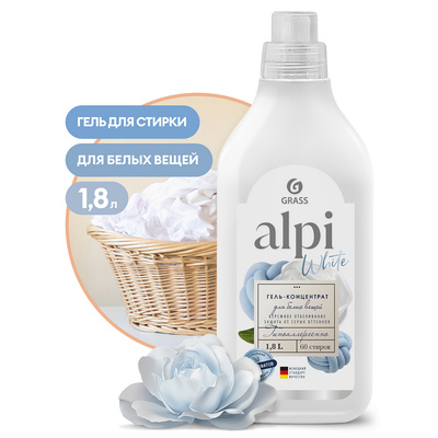 "ALPI white gel" для белых вещей, 1,8л Концентрированное жидкое средство для стирки (6штуп)