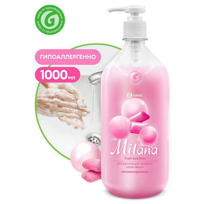 Жидкое крем-мыло MILANA fruit bubbles с дозатором 1л (6штуп)