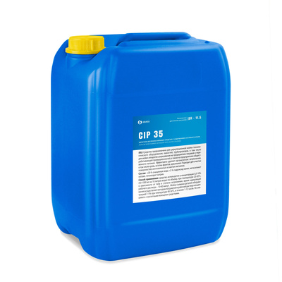 CIP 35 Щелочное беспенное моющее средство с содержанием активного хлора безопасное для мягких металлов, pH 11,3 (канистра 19 л)