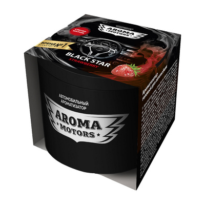 Ароматизатор гелевый «Aroma Motors» BLACK STAR STRAWBERRY в картонной упаковке (круглый) 100мл (12штуп)