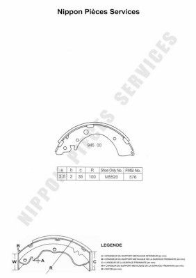 H350A20 NPS Комплект тормозных колодок