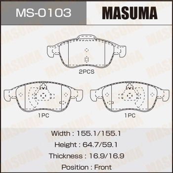 MS0103 MASUMA Комплект тормозных колодок