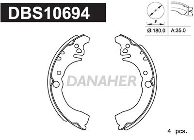 DBS10694 DANAHER Комплект тормозных колодок