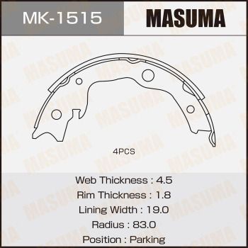 MK1515 MASUMA Комплект тормозных колодок