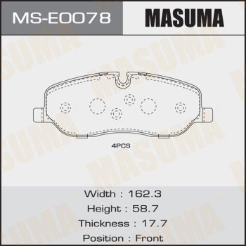 MSE0078 MASUMA Комплект тормозных колодок