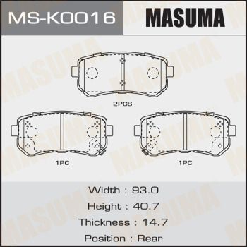 MSK0016 MASUMA Комплект тормозных колодок