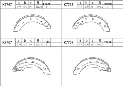 K7767 ASIMCO Комплект тормозных колодок