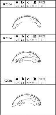 K7004 ASIMCO Комплект тормозных колодок